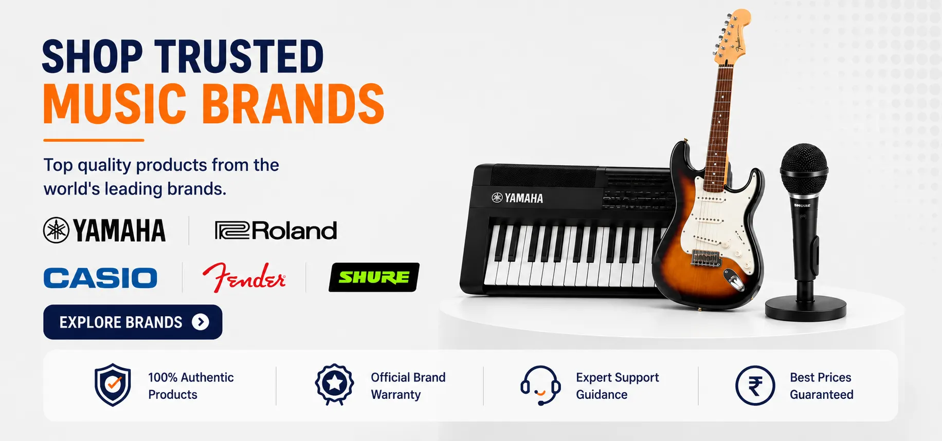 Explore top musical instrument brands available at Wave Music